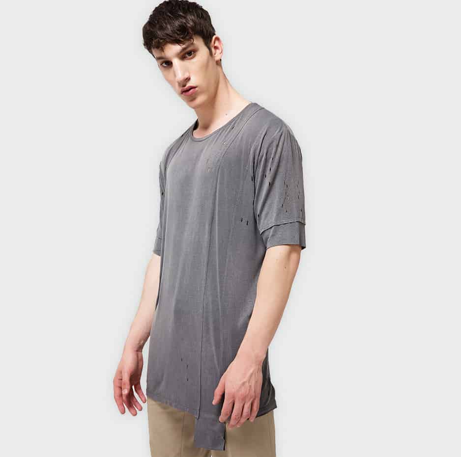 Tshirt with lazer cuts-grey