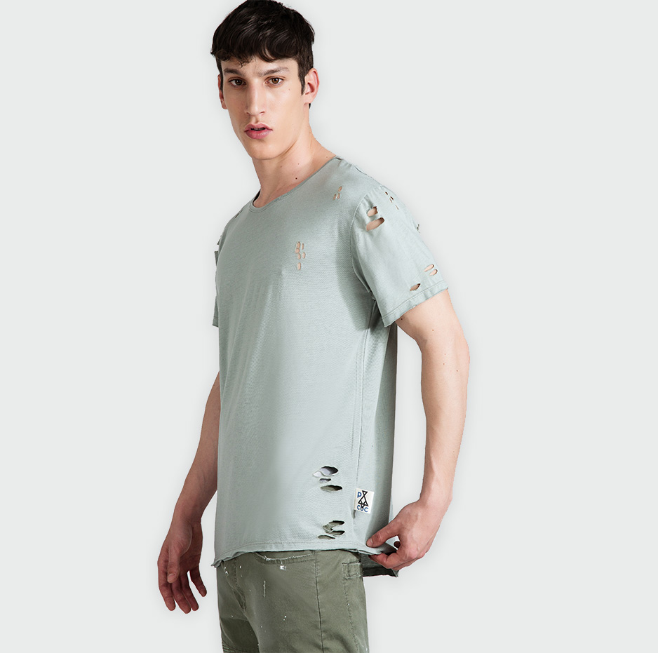 Asymmetrical t-shirt with lazer cuts