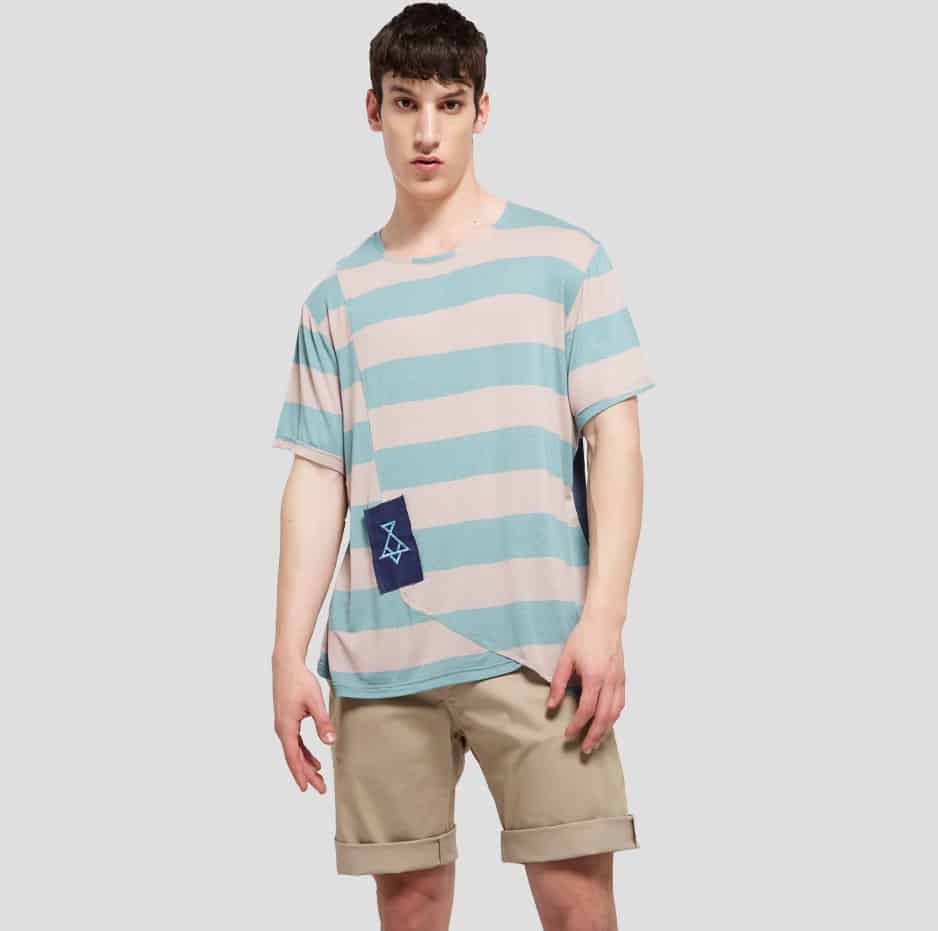 Double fabric t-shirt with stripes