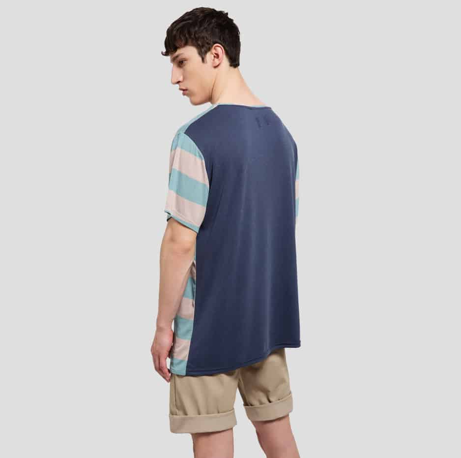 Double fabric t-shirt with stripes