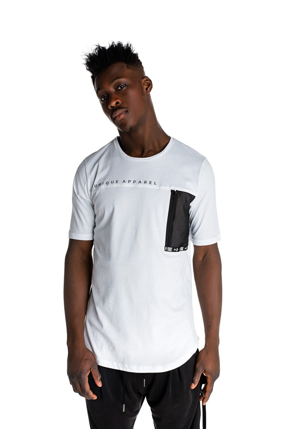White t-shirt with net pocket