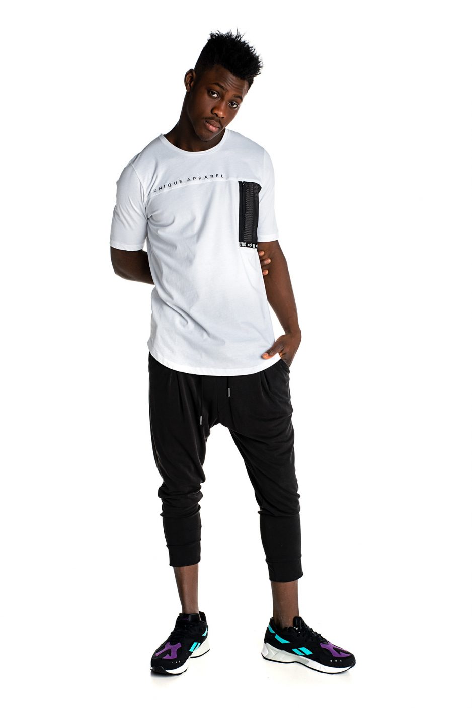 White t-shirt with net pocket