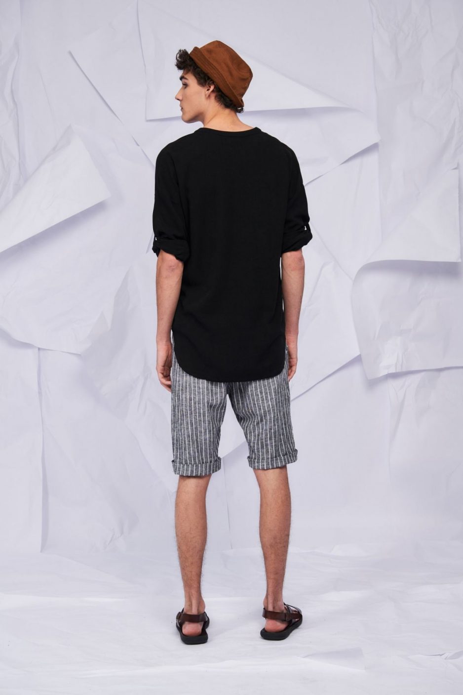 Ανδρική Λινή Γκρι Βερμούδα